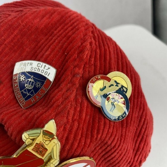 VTG 80s ski park city Utah corduroy hat RED RARE - Picture 7 of 12